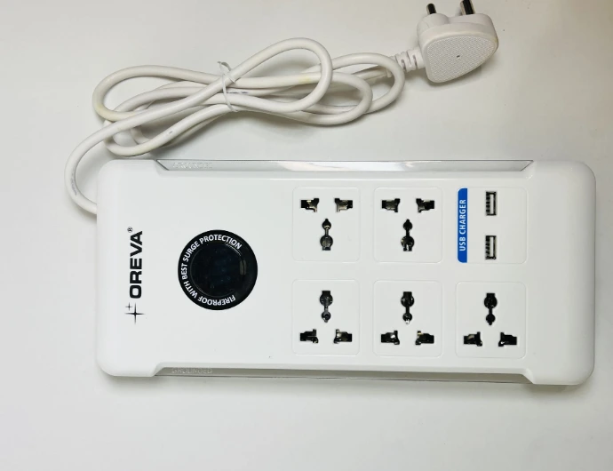 OREVA 5 Socket Surge Protector with 2 USB 918J 36000A