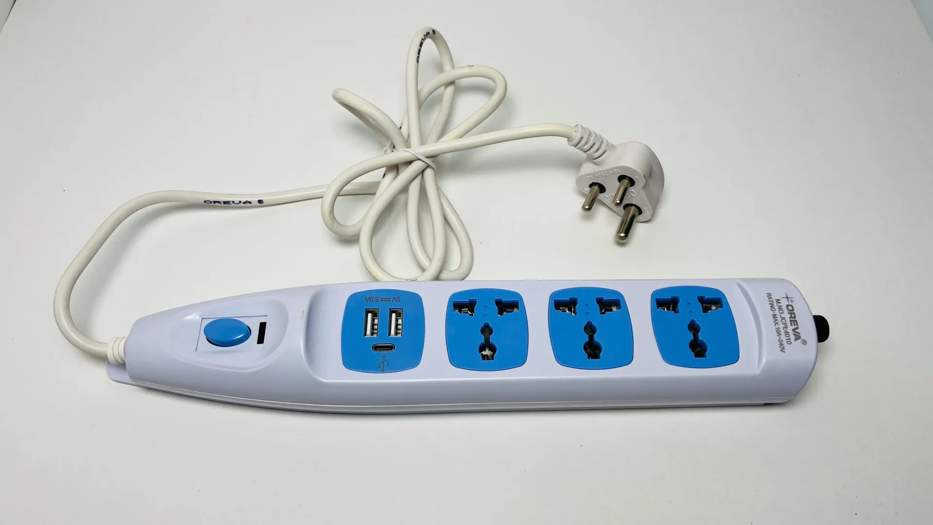 [JCPL-4010] OREVA JCPL Series 3 Way Power Strip with USB-A & Type-C Ports | 1.5 Meter & 4 Meter Variants (JCPL-4010)